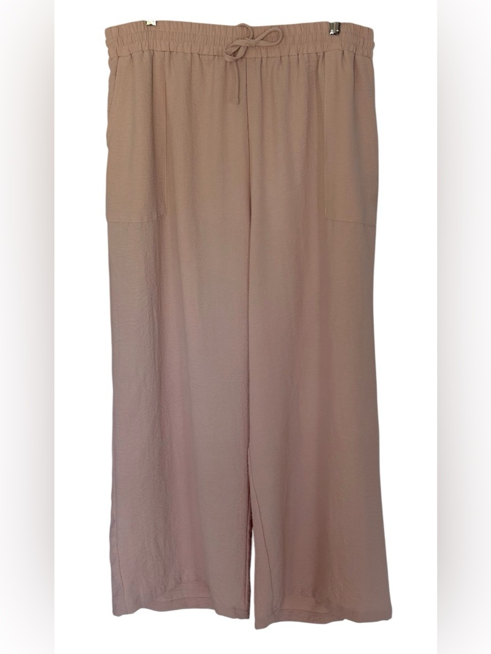 NWT Lastshe Wide-Leg Drawstring textured Pull on Pants in Dusty Rose sz3X